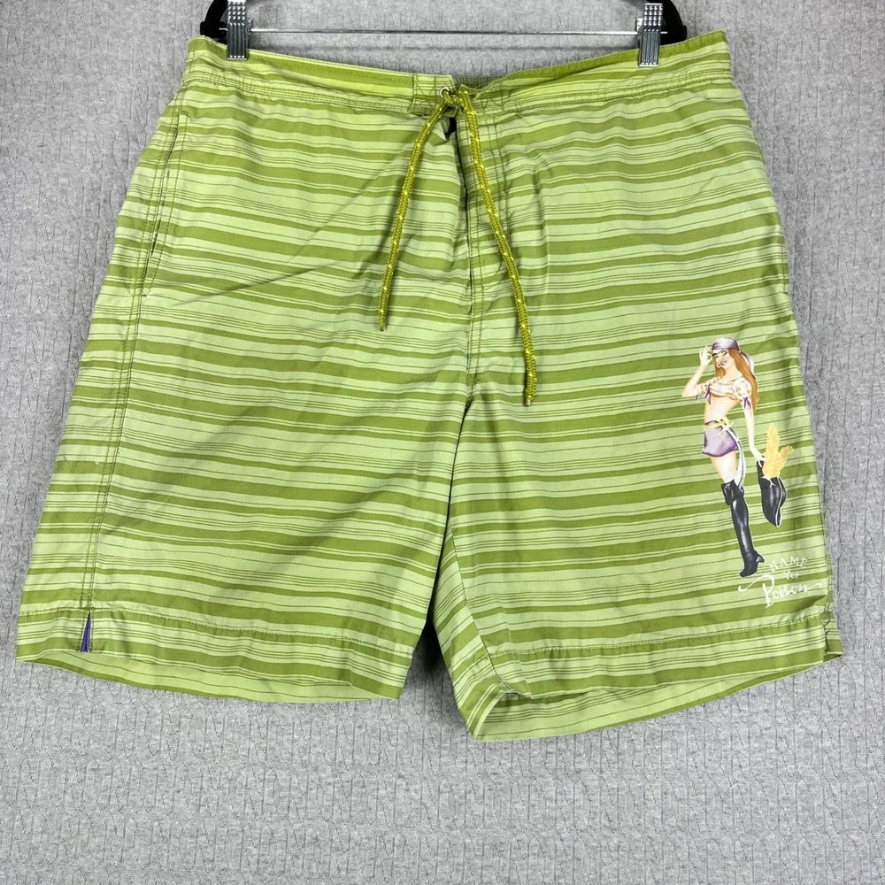 Vintage Tommy Bahama Pin Up girl pirate Board Shorts Men XL (35) swim‎ trunks